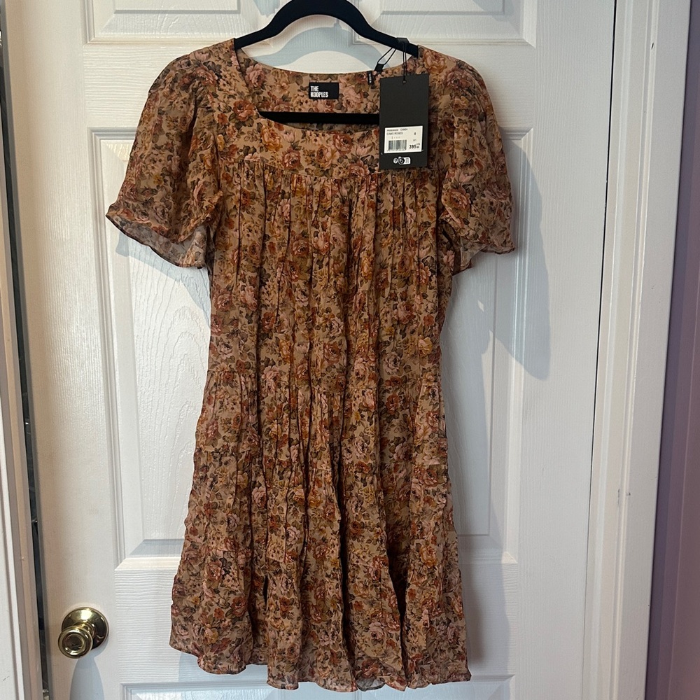 The Kooples Brown Floral Midi Dress